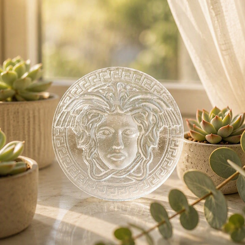 Olivenorma Medusa Head Engraved Selenite Charging Plate - Medusa - image 0