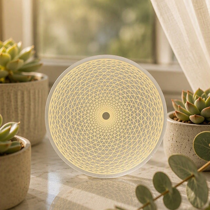 Olivenorma Torus Grid Pattern Engraved Selenite Charging Plate - Torus Grid Pattern - image 0