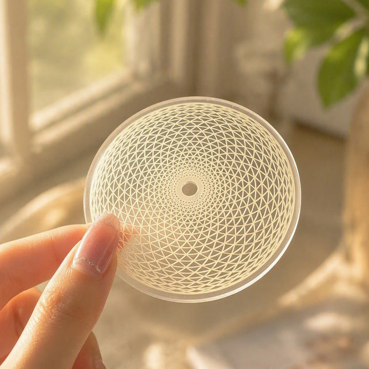 Olivenorma Torus Grid Pattern Engraved Selenite Charging Plate - image 4