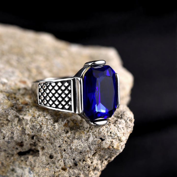 FREE Today: Elegant Men Strength Vintage Minimalism Stainless Steel Ring - Royal Blue Zircon - US 13 - image 15