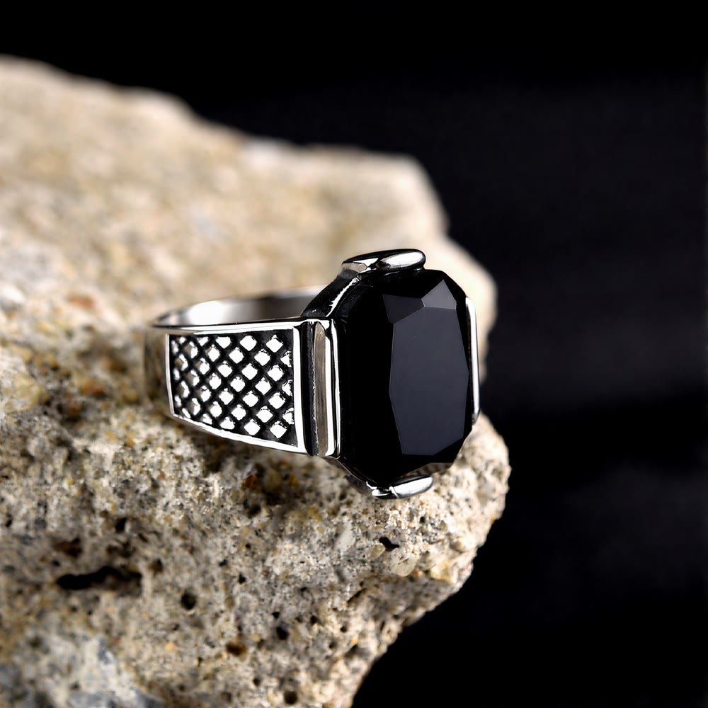 FREE Today: Elegant Men Strength Vintage Minimalism Stainless Steel Ring - Black Zircon - US 13 - image 11