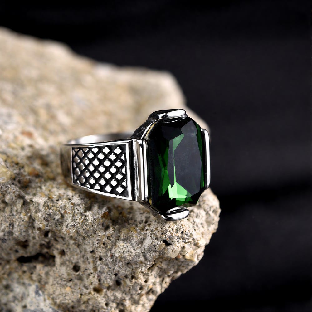 FREE Today: Elegant Men Strength Vintage Minimalism Stainless Steel Ring - Green Zircon - US 13 - image 12
