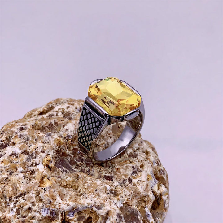 FREE Today: Elegant Men Strength Vintage Minimalism Stainless Steel Ring - Yellow Zircon - US 13 - image 13