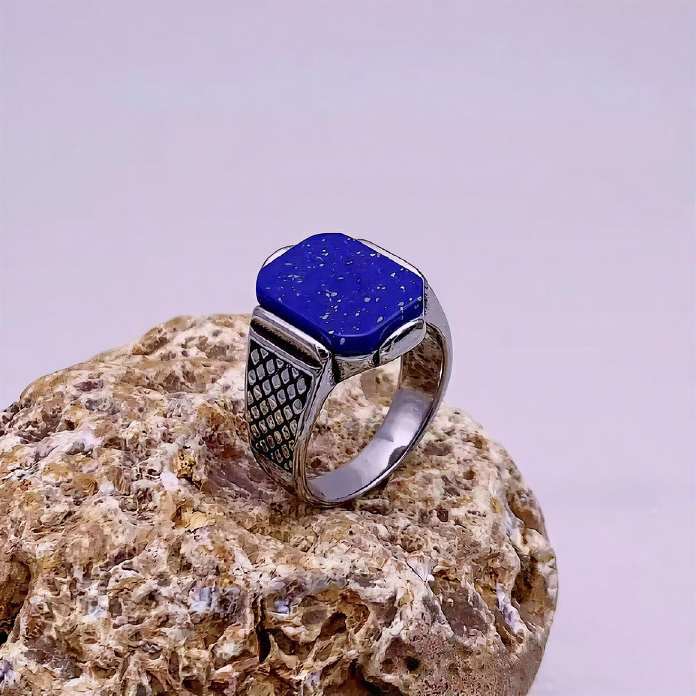 FREE Today: Elegant Men Strength Vintage Minimalism Stainless Steel Ring - Lapis Lazuli - US 13 - image 8