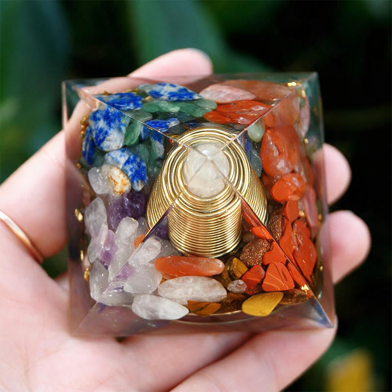Olivenorma Central Crystal Point Rainbow Stone Orgone Pyramid - image 3