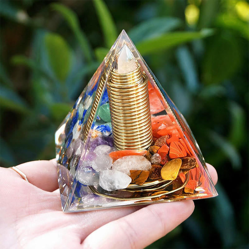 Olivenorma Central Crystal Point Rainbow Stone Orgone Pyramid - image 2