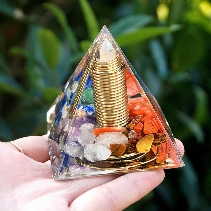 Olivenorma Central Crystal Point Rainbow Stone Orgone Pyramid - image 2