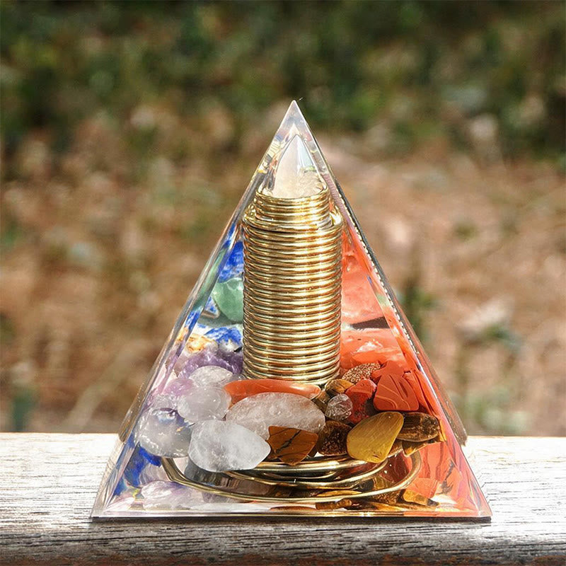 Olivenorma Central Crystal Point Rainbow Stone Orgone Pyramid - 10cm*10cm - YES PLEASE $8 - image 0