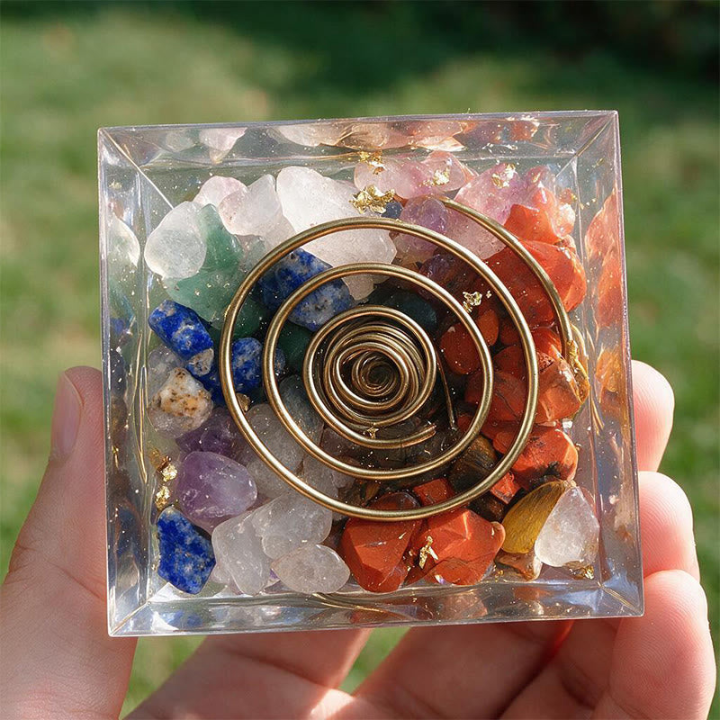 Olivenorma Central Crystal Point Rainbow Stone Orgone Pyramid - image 4