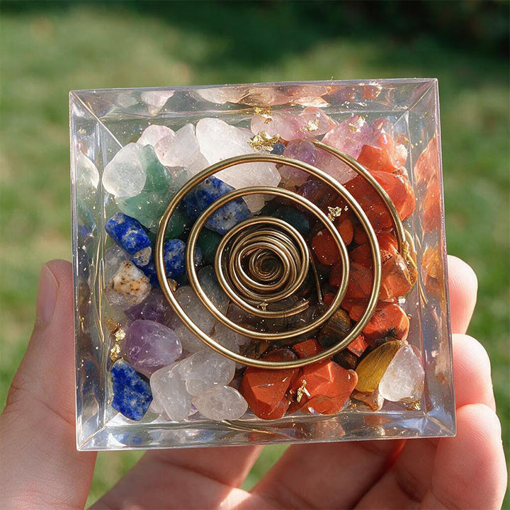 Olivenorma Central Crystal Point Rainbow Stone Orgone Pyramid - image 4