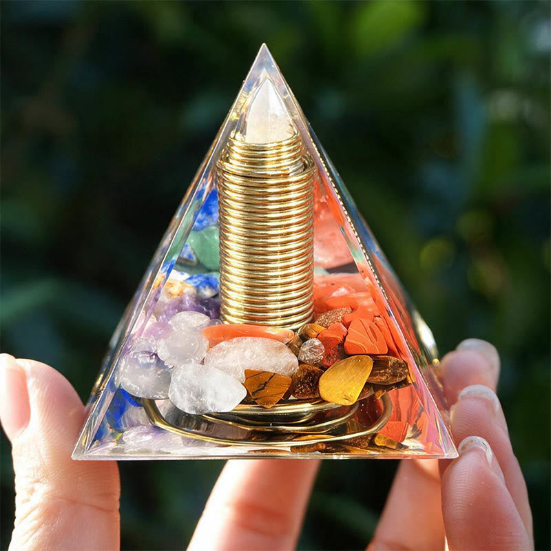 Olivenorma Central Crystal Point Rainbow Stone Orgone Pyramid - image 1