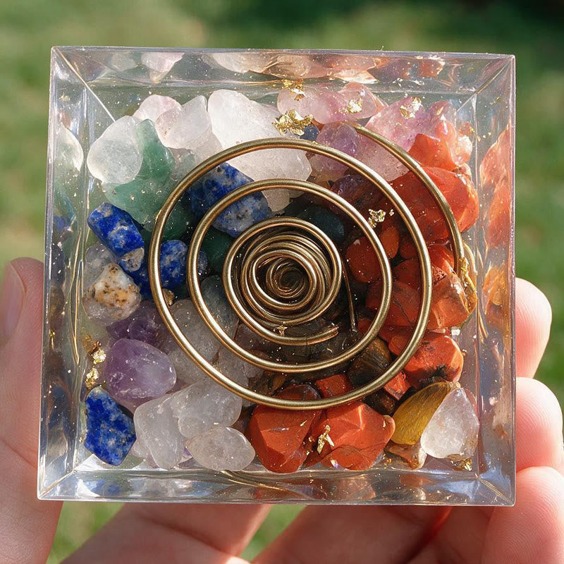 Olivenorma Central Crystal Point Rainbow Stone Orgone Pyramid - image 5