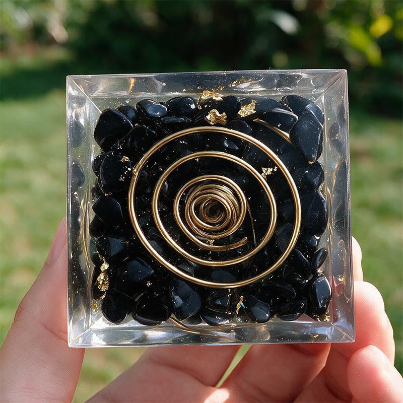 Olivenorma Spiral Copper‑Coil obsidian Orgone Pyramid - image 4