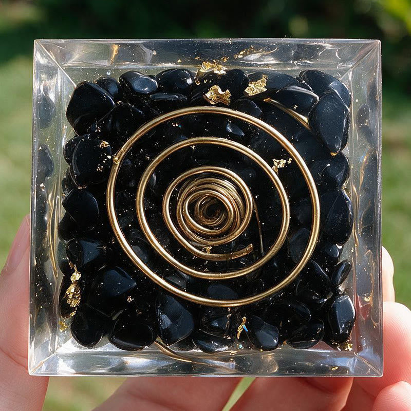 Olivenorma Spiral Copper‑Coil obsidian Orgone Pyramid - image 5