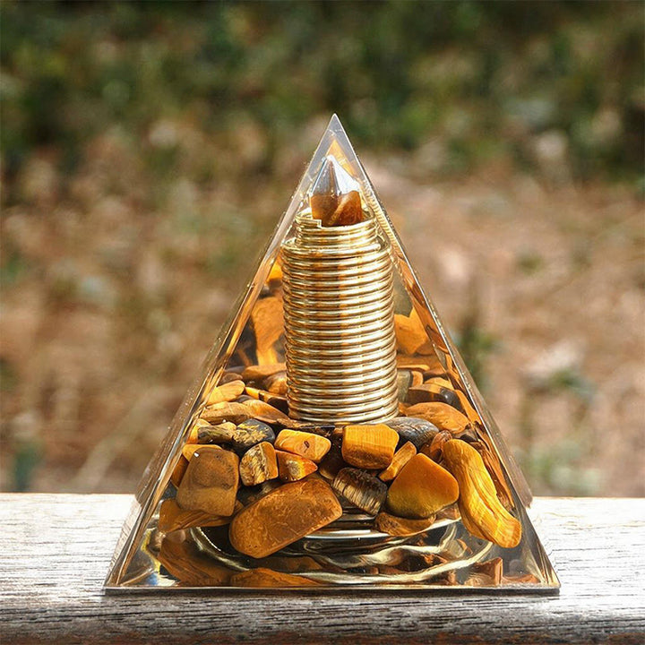 Olivenorma Central Crystal‑Tip Tiger's eye Orgone Pyramid - 10cm*10cm - YES PLEASE $8 - image 0