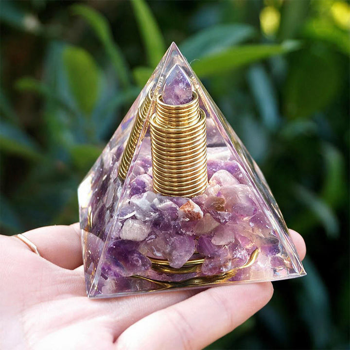 Olivenorma Central Crystal‑Tip Amethyst Orgone Pyramid - image 2