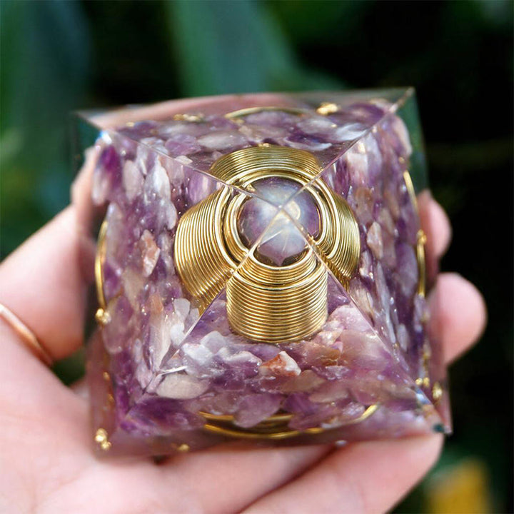 Olivenorma Central Crystal‑Tip Amethyst Orgone Pyramid - image 3