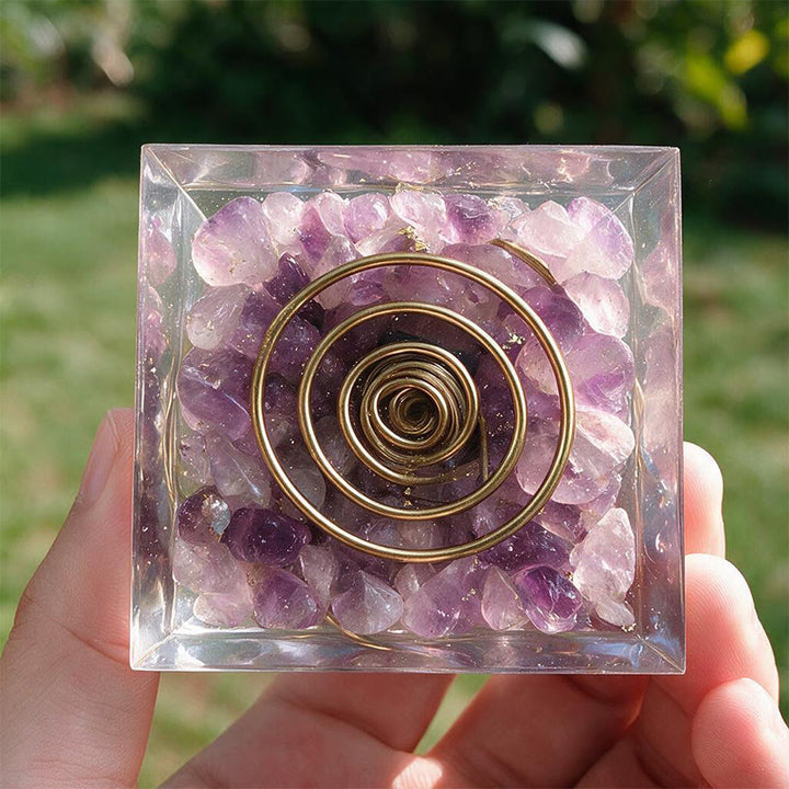 Olivenorma Central Crystal‑Tip Amethyst Orgone Pyramid - image 4