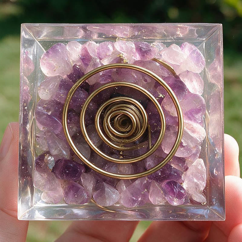 Olivenorma Central Crystal‑Tip Amethyst Orgone Pyramid - image 5