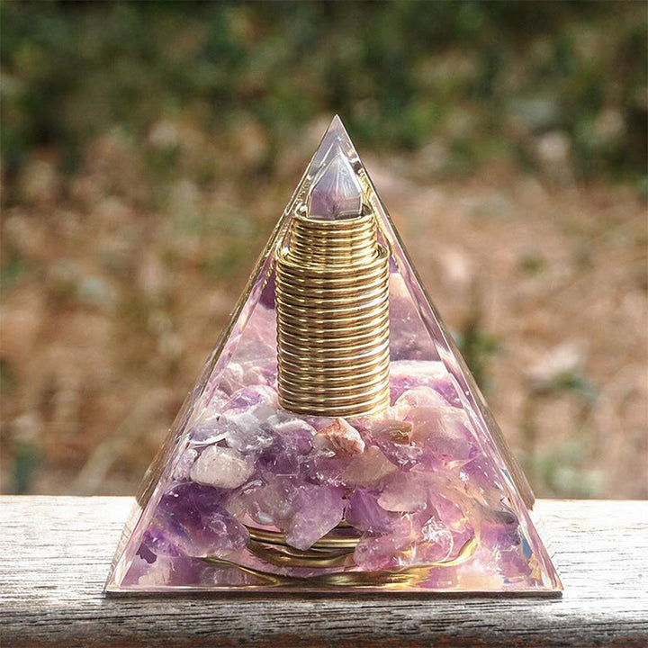 Olivenorma Central Crystal‑Tip Amethyst Orgone Pyramid - 10cm*10cm - YES PLEASE $8 - image 0
