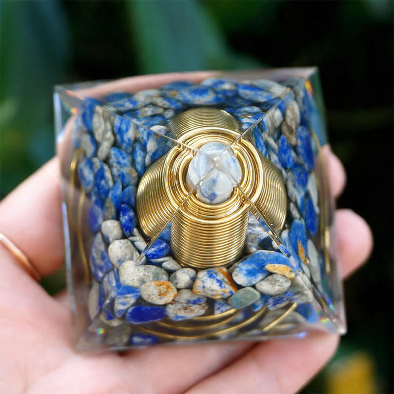 Olivenorma Central Crystal‑Tip lapis lazuli Orgone Pyramid - image 3
