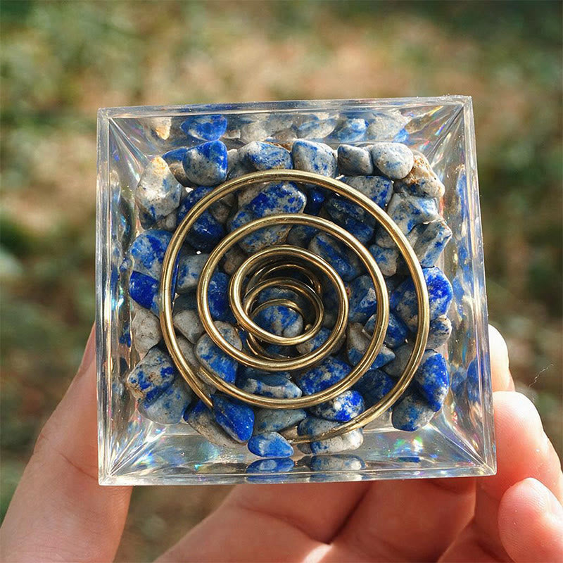 Olivenorma Central Crystal‑Tip lapis lazuli Orgone Pyramid - image 4