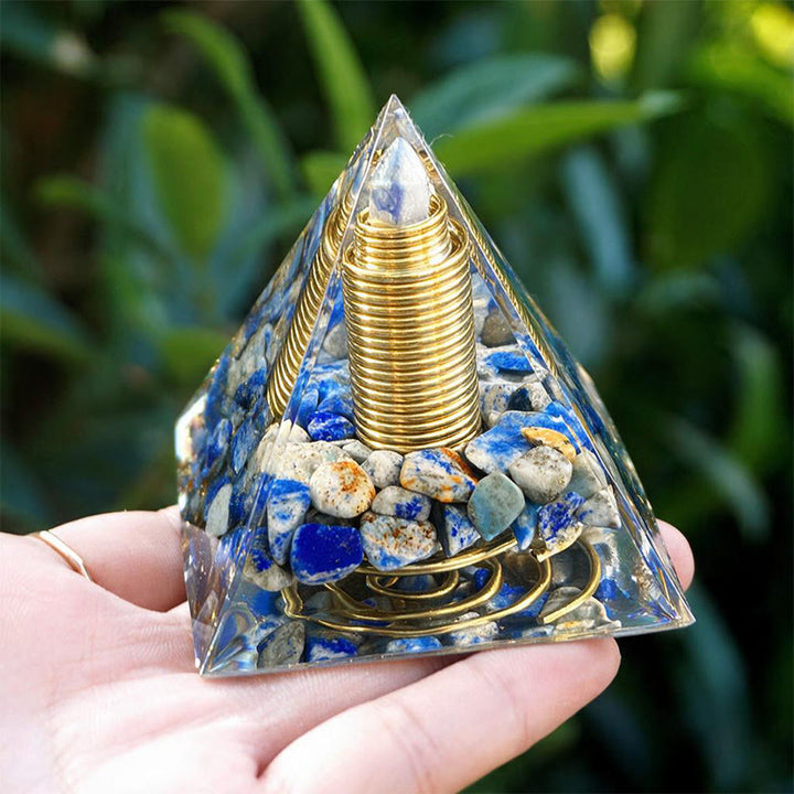 Olivenorma Central Crystal‑Tip lapis lazuli Orgone Pyramid - image 2