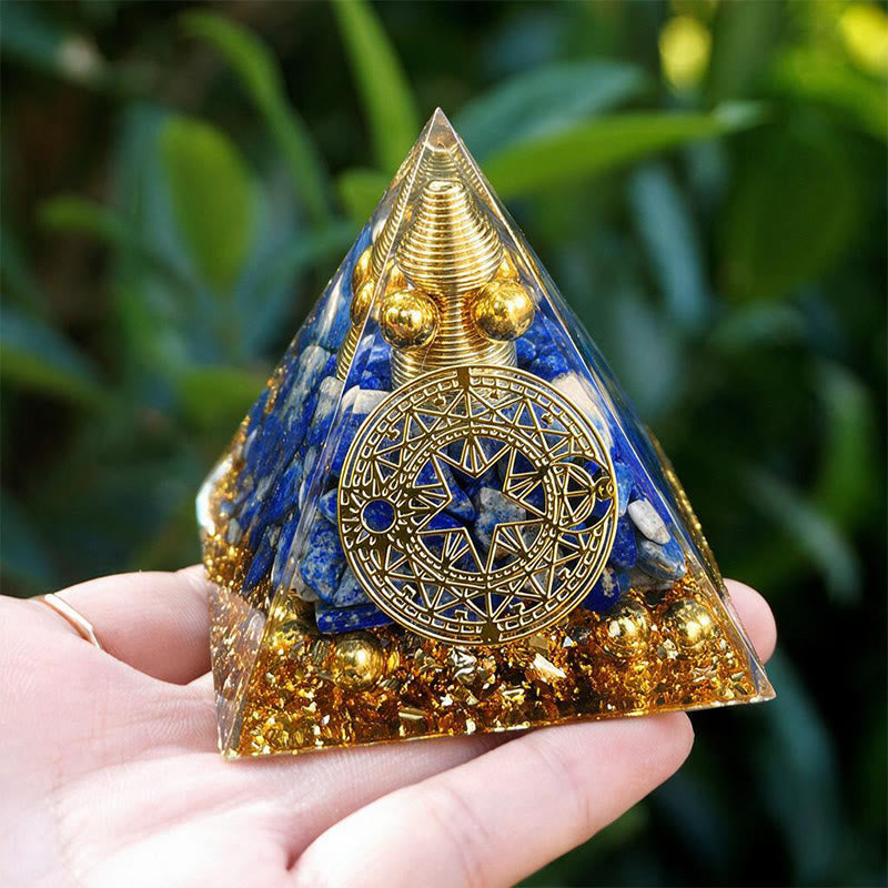 Olivenorma Screw‑spiral‑core Lapis Lazuli Copper‑wire Orgone Pyramid - image 2