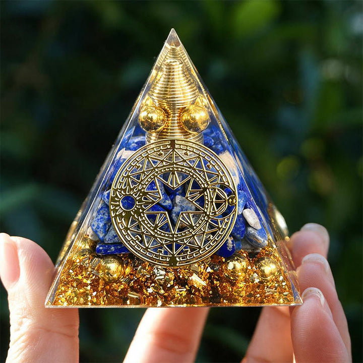 Olivenorma Screw‑spiral‑core Lapis Lazuli Copper‑wire Orgone Pyramid - image 1