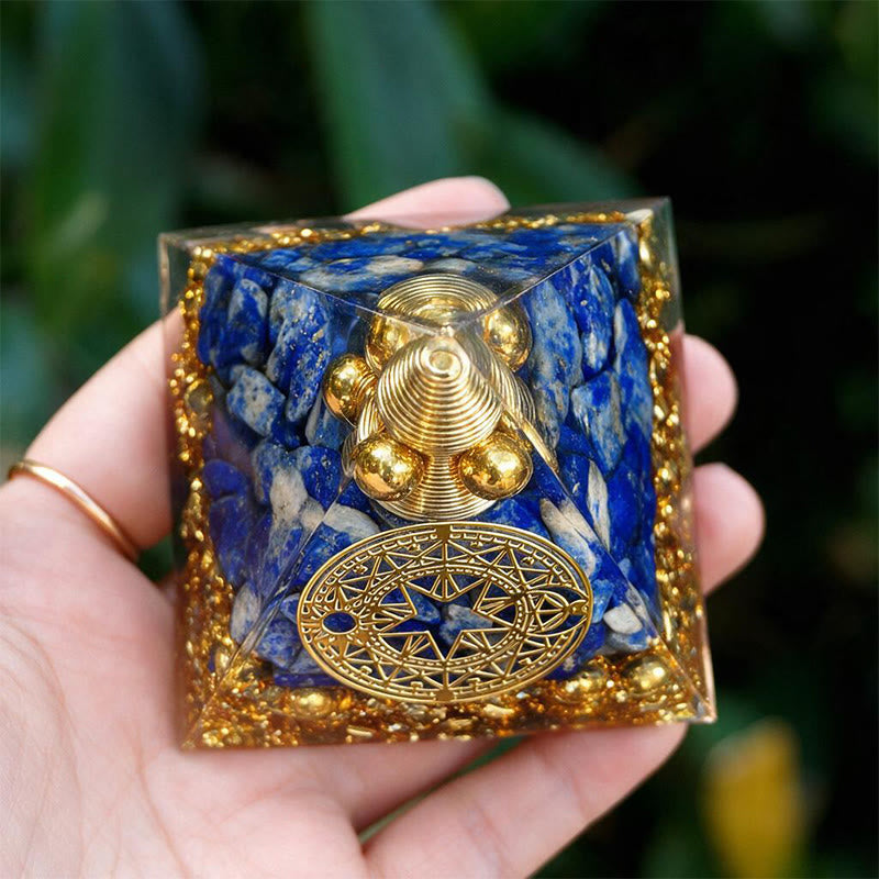 Olivenorma Screw‑spiral‑core Lapis Lazuli Copper‑wire Orgone Pyramid - image 3