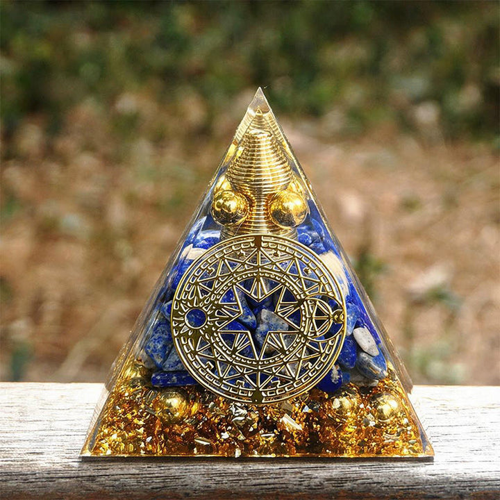 Olivenorma Screw‑spiral‑core Lapis Lazuli Copper‑wire Orgone Pyramid - 10cm*10cm - YES PLEASE $8 - image 0