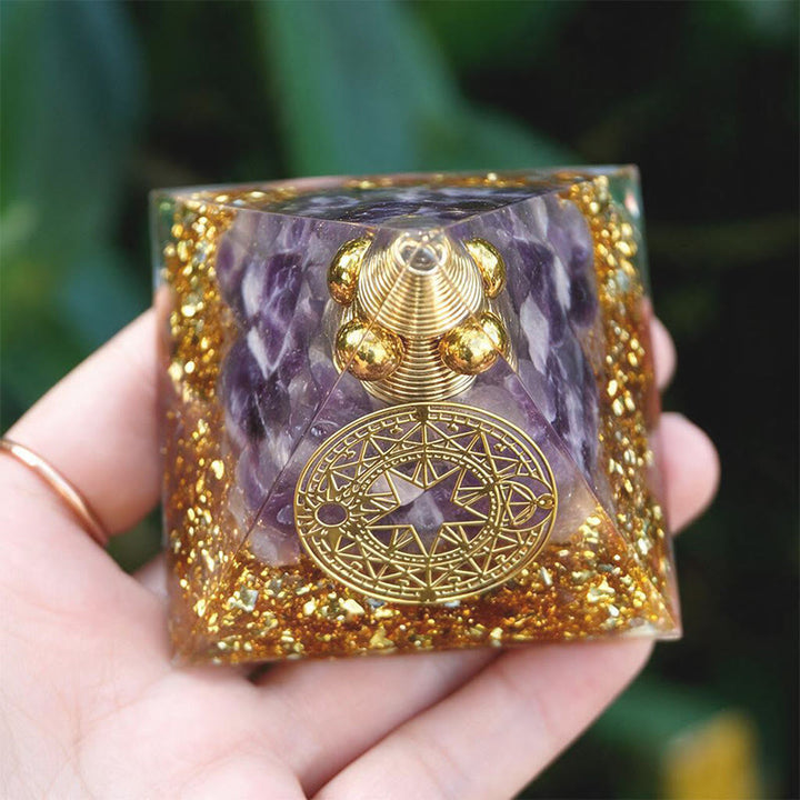Olivenorma Spiral‑Conical‑Core Amethyst Copper‑Wire Orgone Pyramid - image 3