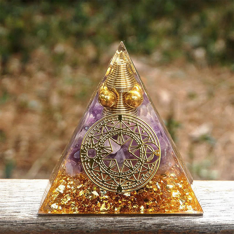 Olivenorma Spiral‑Conical‑Core Amethyst Copper‑Wire Orgone Pyramid - 10cm*10cm - YES PLEASE $8 - image 0