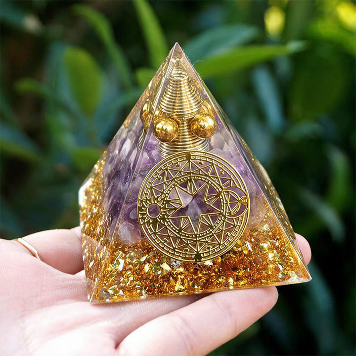 Olivenorma Spiral‑Conical‑Core Amethyst Copper‑Wire Orgone Pyramid - image 2