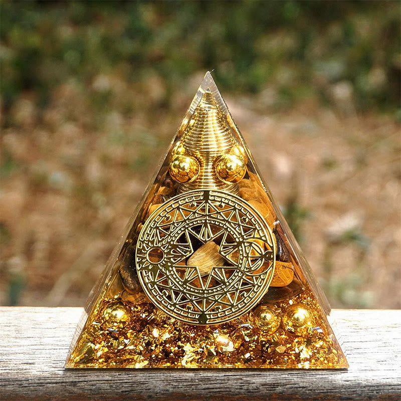 livenorma Spiral‑Conical‑Core Tiger's eye Copper‑Wire Orgone Pyramid - 10cm*10cm - YES PLEASE $8 - image 0