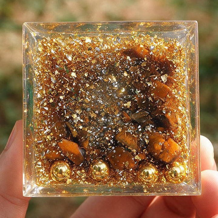 livenorma Spiral‑Conical‑Core Tiger's eye Copper‑Wire Orgone Pyramid - image 5
