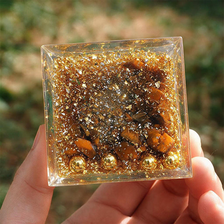 livenorma Spiral‑Conical‑Core Tiger's eye Copper‑Wire Orgone Pyramid - image 4