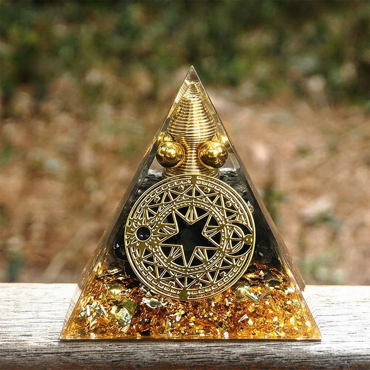 Olivenorma Spiral‑conical‑inner‑core Obsidian Copper‑wire Orgone Pyramid - 10cm*10cm - YES PLEASE $8 - image 0