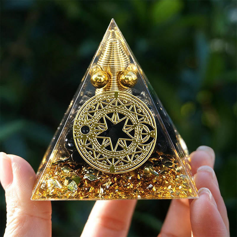 Olivenorma Spiral‑conical‑inner‑core Obsidian Copper‑wire Orgone Pyramid - image 1