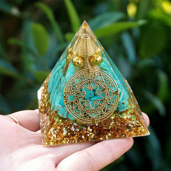 Olivenorma Spiral‑Conical‑Coil‑Core Blue Turquoise Copper‑Wire Orgone Pyramid - image 2
