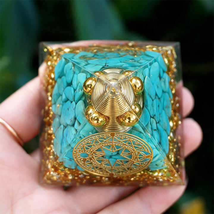 Olivenorma Spiral‑Conical‑Coil‑Core Blue Turquoise Copper‑Wire Orgone Pyramid - image 3