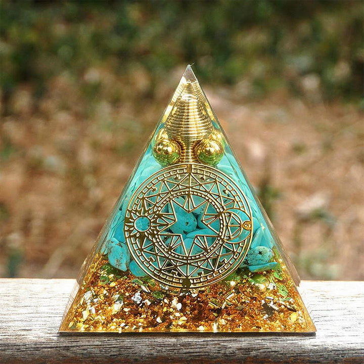 Olivenorma Spiral‑Conical‑Coil‑Core Blue Turquoise Copper‑Wire Orgone Pyramid - 10cm*10cm - YES PLEASE $8 - image 0
