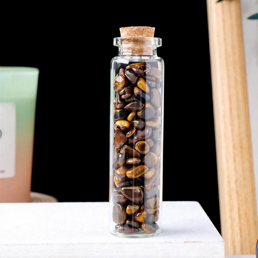 Olivenorma Wishing‑Bottle‑Filled‑Tumbled‑Chips Assorted Crystals Gemstone Decoration - Tiger's eye - 10Pcs - image 13