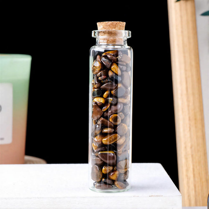 Olivenorma Wishing‑Bottle‑Filled‑Tumbled‑Chips Assorted Crystals Gemstone Decoration - Tiger's eye - 10Pcs - image 13