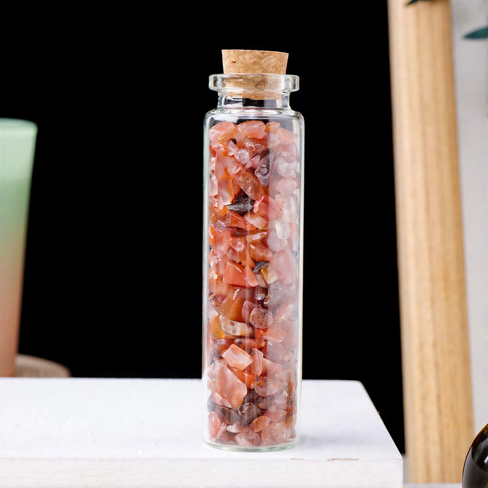 Olivenorma Wishing‑Bottle‑Filled‑Tumbled‑Chips Assorted Crystals Gemstone Decoration - Red Agate - 10Pcs - image 11