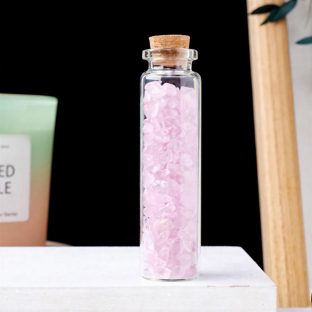 Olivenorma Wishing‑Bottle‑Filled‑Tumbled‑Chips Assorted Crystals Gemstone Decoration - Rose Quartz - 10Pcs - image 5