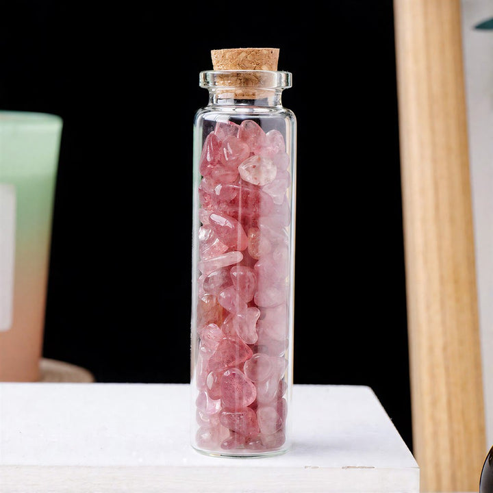 Olivenorma Wishing‑Bottle‑Filled‑Tumbled‑Chips Assorted Crystals Gemstone Decoration - Strawberry Quartz - 10Pcs - image 9