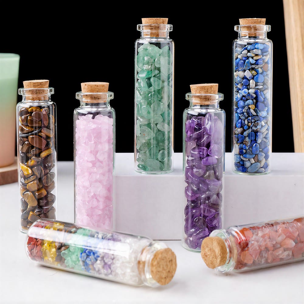 Olivenorma Wishing‑Bottle‑Filled‑Tumbled‑Chips Assorted Crystals Gemstone Decoration - image 2