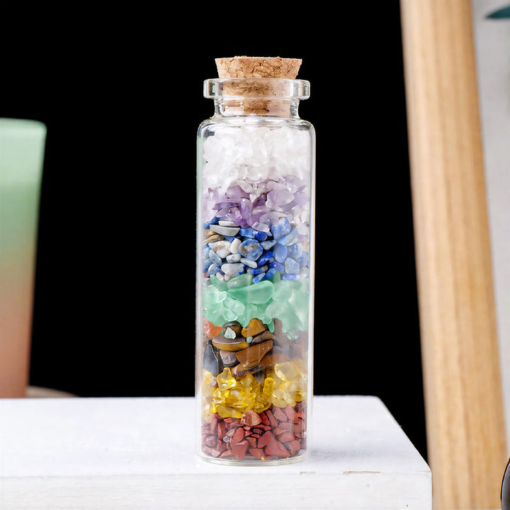 Olivenorma Wishing‑Bottle‑Filled‑Tumbled‑Chips Assorted Crystals Gemstone Decoration - Seven-Colored Crystal - 10Pcs - image 17