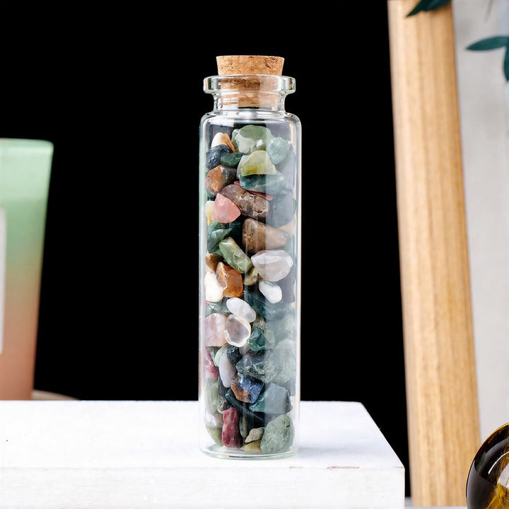 Olivenorma Wishing‑Bottle‑Filled‑Tumbled‑Chips Assorted Crystals Gemstone Decoration - Moss agate - 10Pcs - image 18